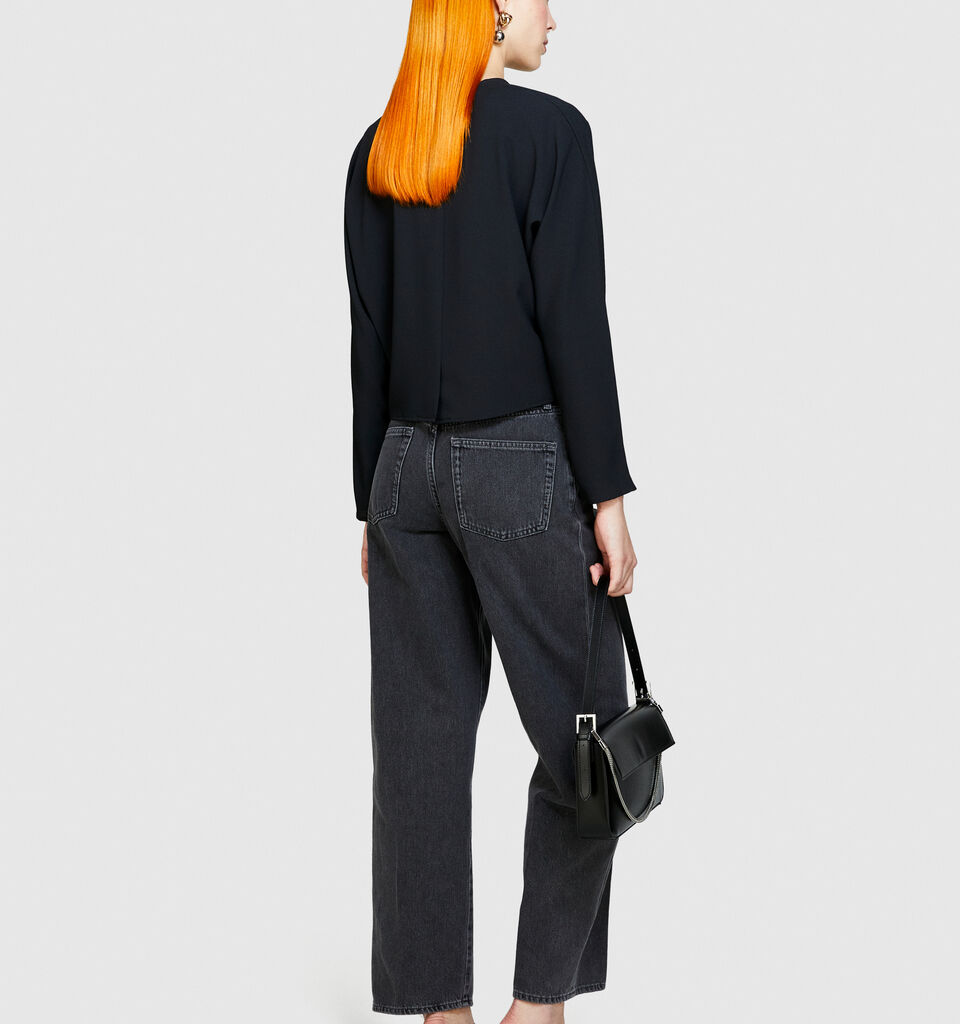 Blouse with crisscross - women's blouses - Black | Sisley image number 3